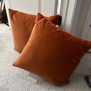 Rust Velvet Throw Pillow -